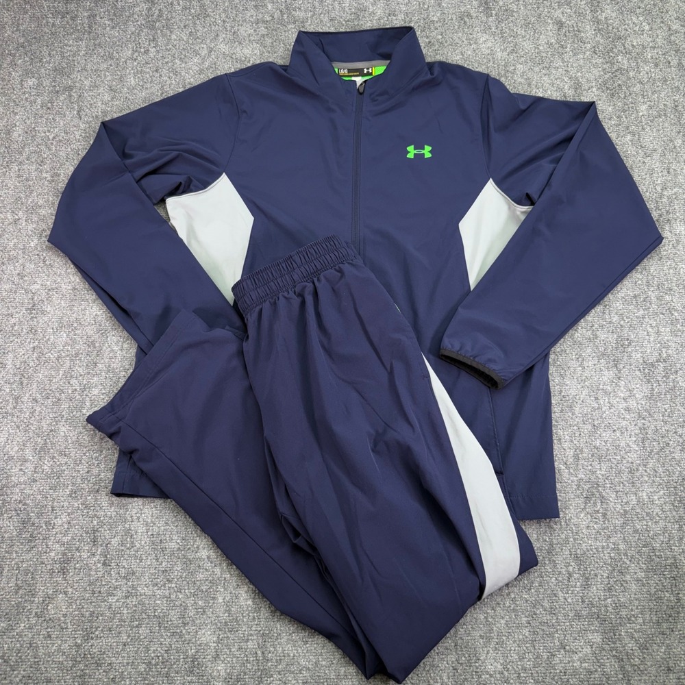 Under Armour Track Suit Mens Large Navy Mesh 2 Piece Warm Up Set Jacket Pants